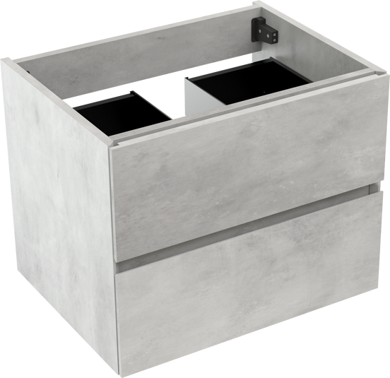 Storke Edge meuble sous-lavabo suspendu 60 x 46 cm béton gris argent 2 tiroirs