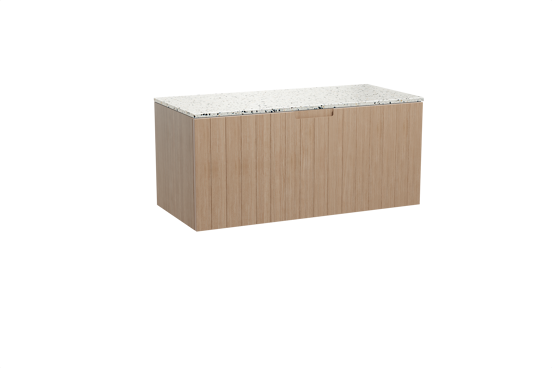 Balmani Adagio meuble salle de bains suspendu 120 x 55 cm chêne vieilli avec Stretto tablette simple ou double en blanc/noir mat terrazzo