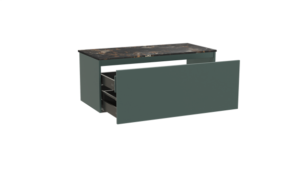 Balmani Sfera meuble salle de bains suspendu 120 x 55 cm forest avec Stretto tablette simple en marbre portoro gold