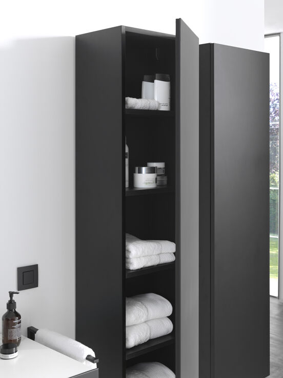 Balmani Studio colonne salle de bains suspendue noir mat 40 x 30 x 150 cm