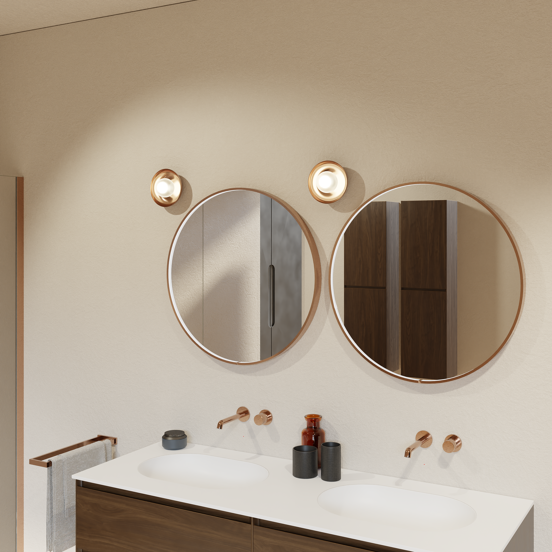 Balmani Secret rond badkamerspiegel Brushed RoseGold Ø 70 cm met spiegelverlichting en anti-damp