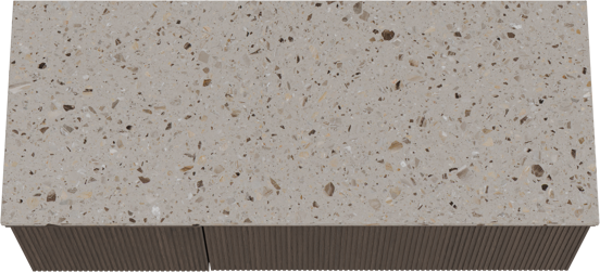 Balmani Forma meuble salle de bains suspendu 135 x 55 cm chêne fumé avec Stretto tablette simple ou double en terrazzo greige terrazzo, Nervure droite symétrique verticale