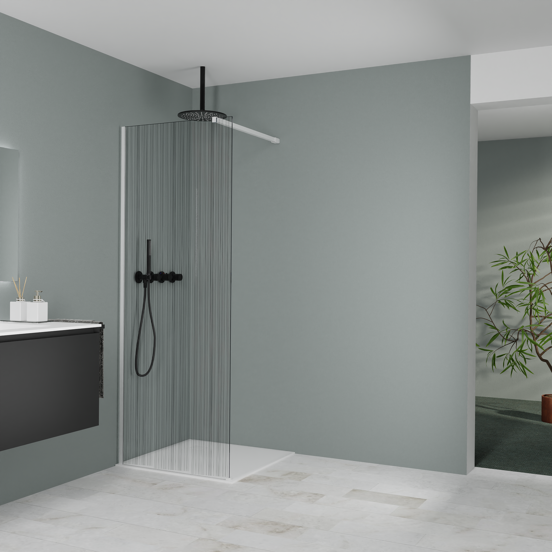 Balmani Modular Walk-In Dusche: 80 x 200 cm, Mikado, Profil Weiß matt
