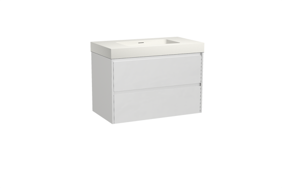Storke Seda zwevend badkamermeubel 95 x 52 cm mat wit met Mata High enkele wastafel in solid surface mat wit