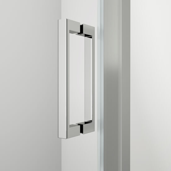 Luca Varess Nona paroi de douche avec porte pivotante et 2 parois latéraux fixes 100 x 100 cm verre transparent profil chrome brillant