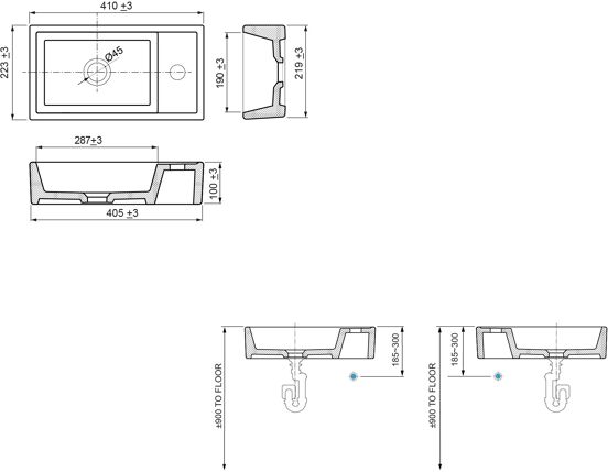 Linie Lado zwevend toiletmeubel 40 x 22 cm hoogglans wit met Baro wastafel in glanzend witte keramiek