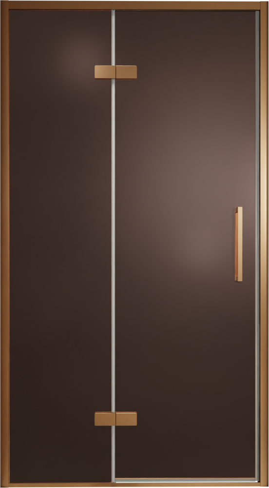 Balmani Senses Design douche draaideur links 120 cm x 210 cm Brons glas, Brushed Rosegold profielen, met coating