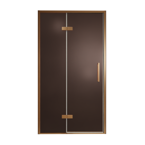 Balmani Senses Design douche draaideur links 120 cm x 210 cm Brons glas, Brushed Rosegold profielen