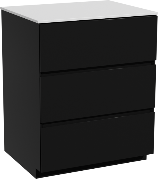 Storke Edge staand badkamermeubel 65 x 52 cm mat zwart met Tavola enkel tablet in solid surface mat wit