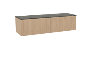 Balmani Fila meuble salle de bains suspendu 180 x 55 cm chêne naturel avec Stretto tablette simple ou double en marbre pietra grey, Nervure droite symétrique verticale
