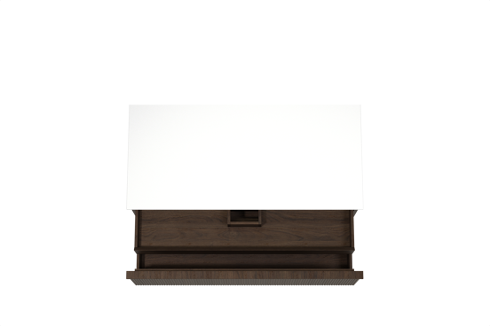 Balmani Forma zwevend badkamermeubel 120 x 55 cm gerookte eik met Stretto enkel of dubbel tablet in solid surface mat wit, Verticale symmetrische rechte ribbel