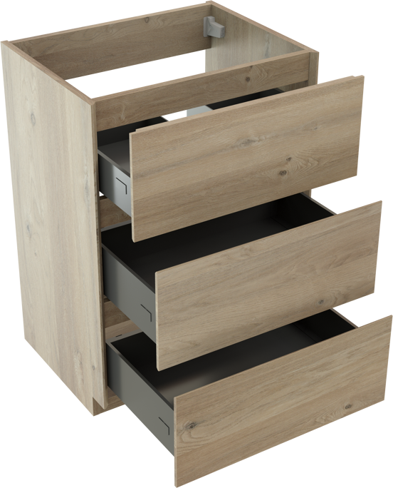 Storke Edge meuble sous-vasque a poser 60 x 46 cm chêne brut 3 tiroirs