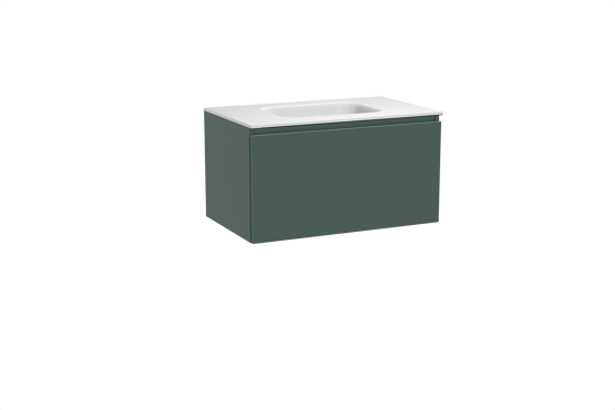 Balmani Sfera hängendes Möbelstück Set: 90 x 55 cm, Forest, mit Tablo Arcato Einzelwaschtisch, Solid Surface Weiß matt