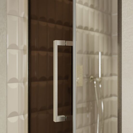 Balmani Senses Design porte pivotante à gauche 90 cm x 210 cm verre Bronze, Profil Brushed CoolMetal, coating inclus