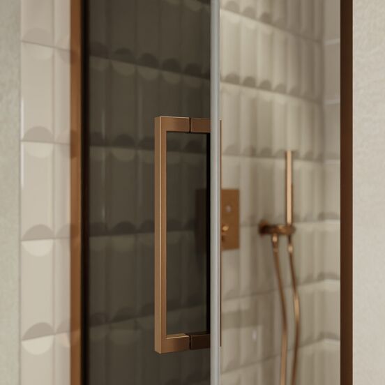 Balmani Senses Design douche draaideur links 90 cm x 210 cm Rookglas, Brushed Rosegold profielen, met coating