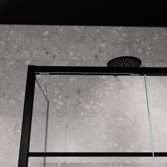 Balmani Senses Design douchehoek met rechtse schuifdeur en vaste zijwand, 160 x 90 cm, Lined, Mat zwart profielen
