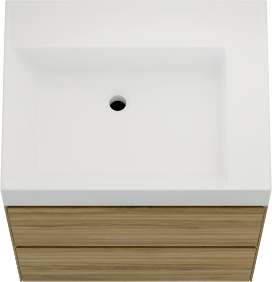 Balmani Mitra Compact meuble salle de bains suspendu 60 x 46 cm chêne brut avec Argila vasque asymétrique gauche en marbre composite blanc brillant