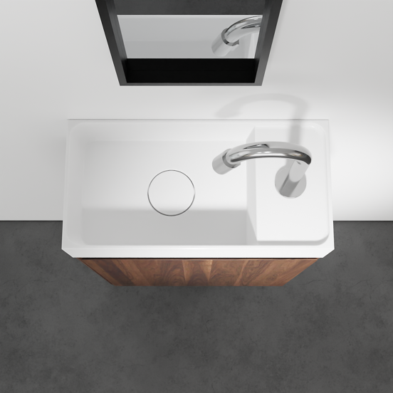 Balmani Mitra meuble wc suspendu 42 x 21 cm noyer américain avec Dama lavabo en Solid Surface mat