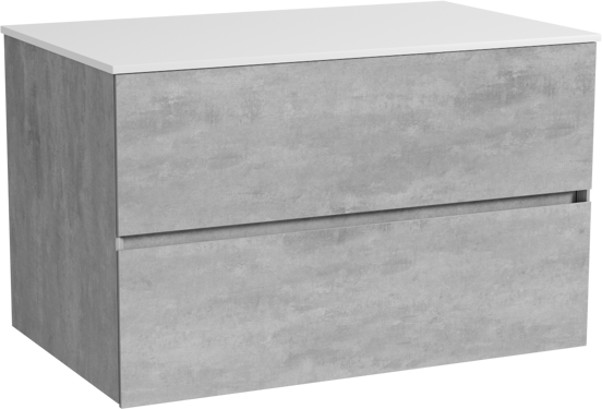 Storke Edge zwevend badmeubel 85 x 52 cm beton donkergrijs met Tavola enkel wastafelblad in solid surface mat wit