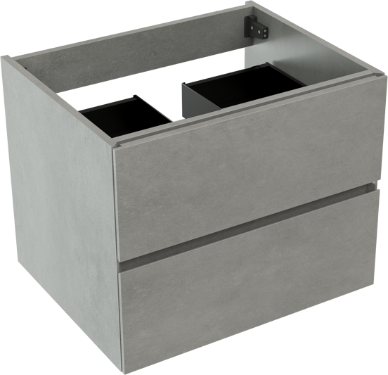 Storke Edge meuble sous-vasque suspendu 65 x 52 cm béton gris foncé 2 tiroirs