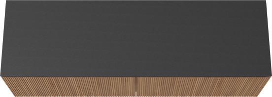 Balmani Eclips meuble salle de bains suspendu 180 x 55 cm Teck avec Stretto tablette simple ou double en Granit noir, Nervure droite symétrique verticale