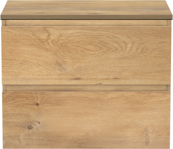 Linie Lado meuble salle de bains suspendu 70 x 46 cm chêne naturel avec Lado tablette simple en mélaminé chêne naturel