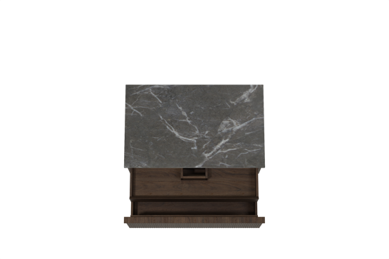 Balmani Forma zwevend badkamermeubel 90 x 55 cm gerookte eik met Stretto enkel tablet in marmer pietra grey, Verticale symmetrische rechte ribbel