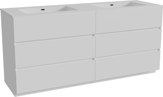 Storke Edge meuble salle de bains à poser 170 x 52 cm blanc mat avec Diva double vasque en marbre composite blanc brillant