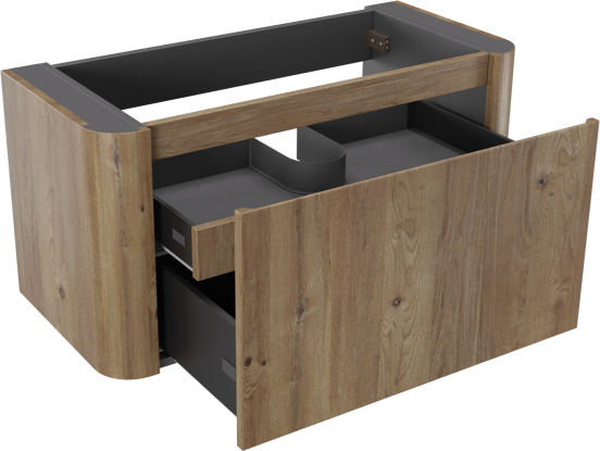 Storke Soft zwevende wastafelonderkast 100 x 46 cm Ruwe eiken 2 lades