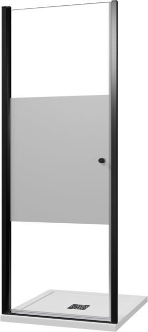 Luca Varess Kuresa porte pivotante 80 x 200 cm verre transparent avec bande mate profil noir mat