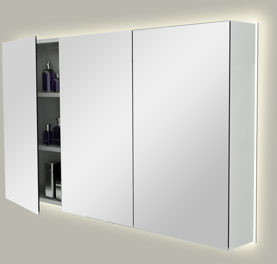 Storke Reflecta spiegelkast 130 x 75 cm glanzend wit met spiegelverlichting