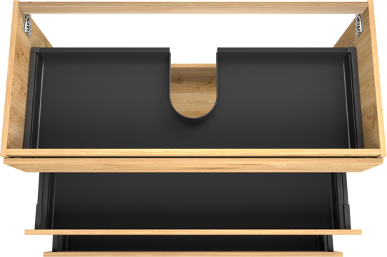 Balmani Lucida stehender Waschbeckenunterschrank: 120 x 55 cm, Eiche rustikal, 3 Schubladen