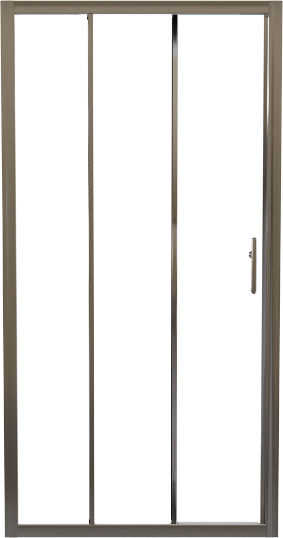 Linie Cadiz porte coulissante en trois parties 100 cm x 190 cm verre transparent profil chrome brossé