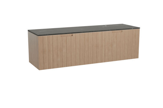 Balmani Adagio meuble salle de bains suspendu 180 x 55 cm chêne vieilli avec Stretto tablette simple ou double en marbre pietra grey