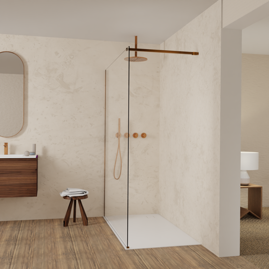 Balmani Modular douche à l'italienne: 150 x 200 cm, Verre transparent, Profil Brushed Rosegold