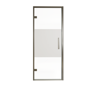 Balmani Senses Design douche draaideur links 90 cm x 210 cm Helder glas met matte strook, Brushed GunMetal profielen