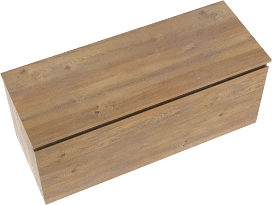 Linie Lado hängendes Möbelstück Set: 120 x 46 cm, Naturbelassene Eiche, mit Lado Einzel- oder Doppel Waschtischplatte, Melamin Naturbelassene Eiche