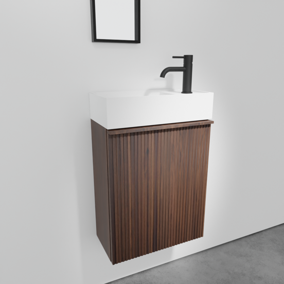 Balmani Forma zwevend toiletmeubel 42 x 21 cm amerikaans notenhout met Dama wastafel in matte Solid Surface