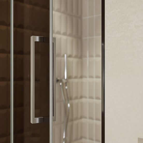 Balmani Senses Design douche draaideur links 100 cm x 210 cm Brons glas, Chroom profielen, met coating