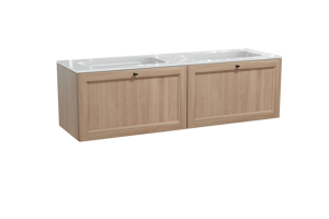 Balmani Lemon meuble salle de bains suspendu 180 x 55 cm chêne vieilli avec Tablo Strada double vasque en marbre composite blanc brillant