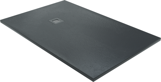 Balmani Vega douchebak 140 x 90 cm composietmarmer grafietgrijs leisteenstructuur