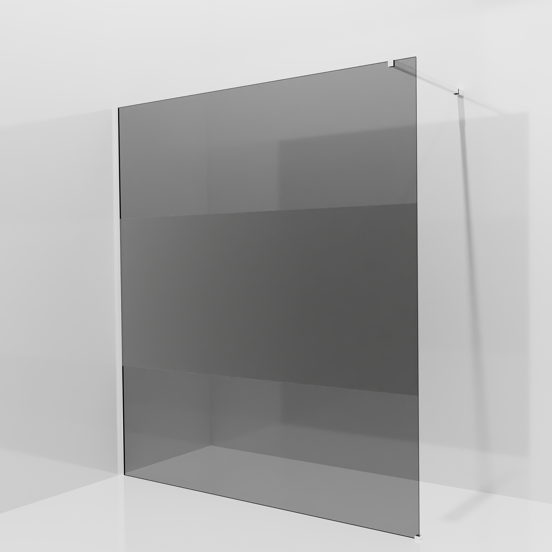 Balmani Modular inloopdouche: 180 x 200 cm, Rookglas met matte strook, Glanzend chroom profielen