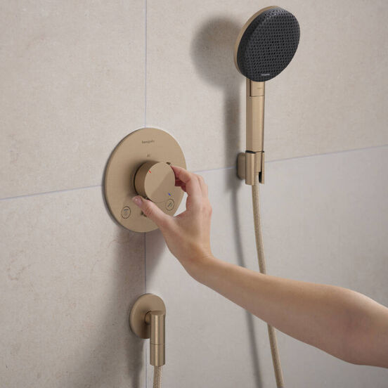 Hansgrohe Ecostat Comfort S Thermostat-Duscharmatur: Unterputz, für 2 Verbraucher, Brushed Bronze