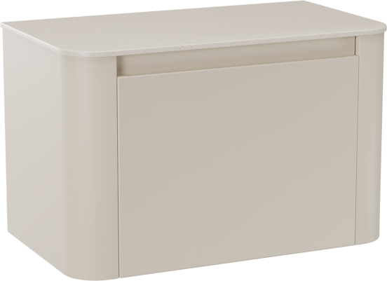 Storke Soft meuble salle de bains suspendu 80 x 46 cm Sand mat avec Tavola Soft tablette simple en Solid Surface beige granite