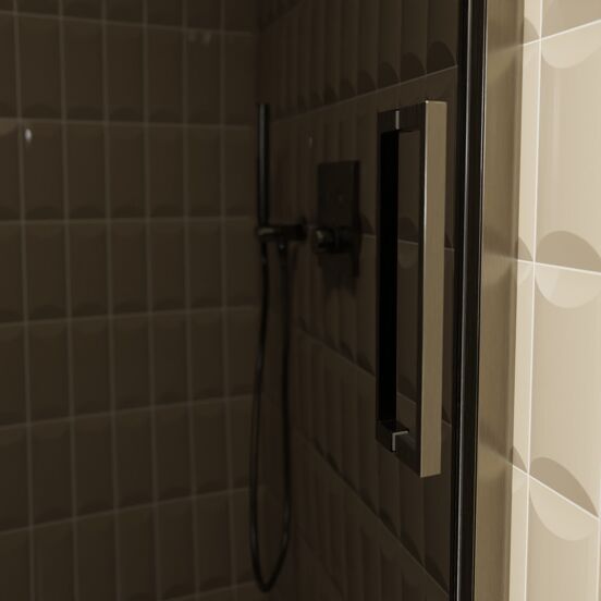 Balmani Senses Design Dusche Schiebetür, umkehrbar, 140 cm x 210 cm, Rauchglas, Profil Brushed GunMetal