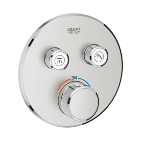 Grohe Grohtherm SmartControl Round Thermostat-Duscharmatur: Unterputz, für 2 Verbraucher, Supersteel