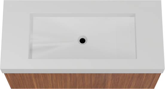 Balmani Sfera hängendes Möbelstück Set: 120 x 55 cm, Amerikanischer Nussbaum, mit Modus Einzelwaschtisch für 2 Armaturenlöcher, Solid Surface Weiß matt