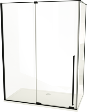 Luca Varess Stilus douchehoek met schuifdeur en vaste zijwand 160 x 90 cm helder glas mat zwart profiel