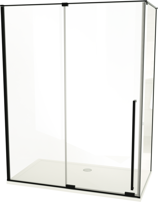 Luca Varess Stilus douchecabine met schuifdeur en vaste zijwand 160 x 90 cm helder glas mat zwart profiel