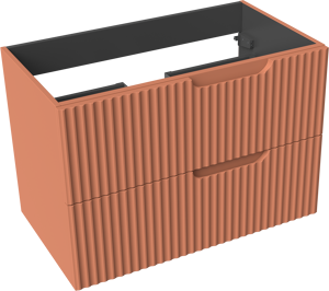 Linie Ribbo hängender Waschbeckenunterschrank: 80 x 46 cm, Cotto, 2 Schubladen